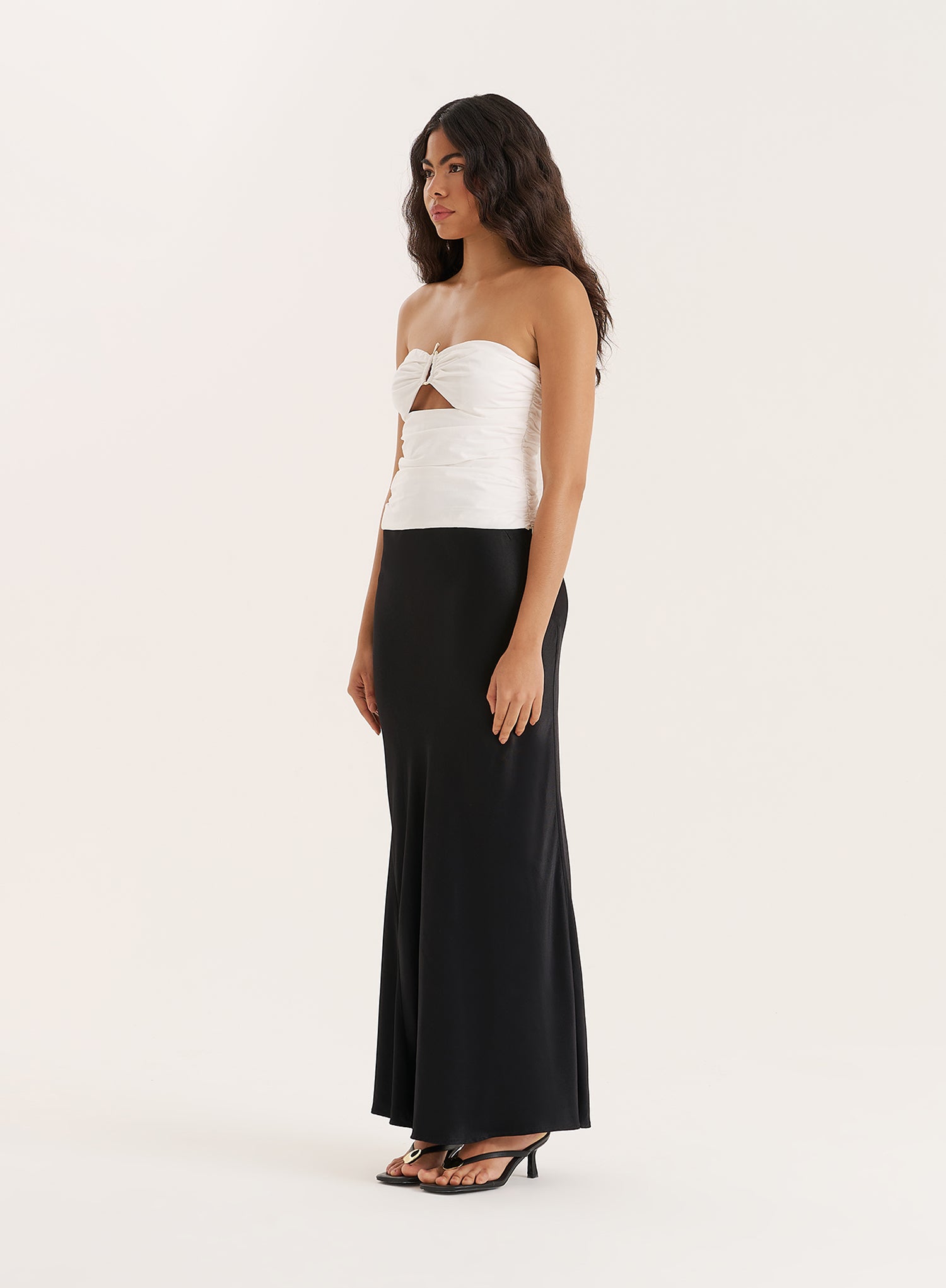 White Cut Out Gold Hardware Bandeau Top